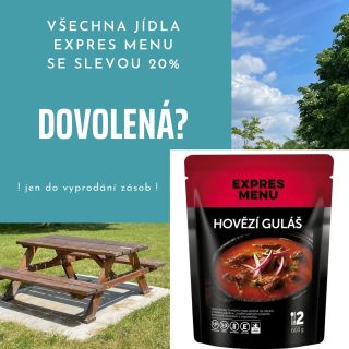 Sleva 20% stále platí. Neplatí už plný regál jídel Expres Menu. Už máme skladem méně jak půlku našeho obvyklého...